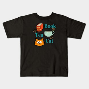 Book, Tea, Cat Kids T-Shirt